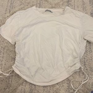 Zara White crop top with scrunch sides